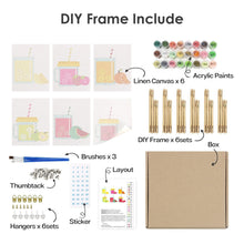 Carica l&#39;immagine nel visualizzatore di Gallery, Dipingere con i numeri – Set di 6 tele | Succhi di frutta in barattolo