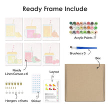 Carica l&#39;immagine nel visualizzatore di Gallery, Dipingere con i numeri – Set di 6 tele | Succhi di frutta in barattolo