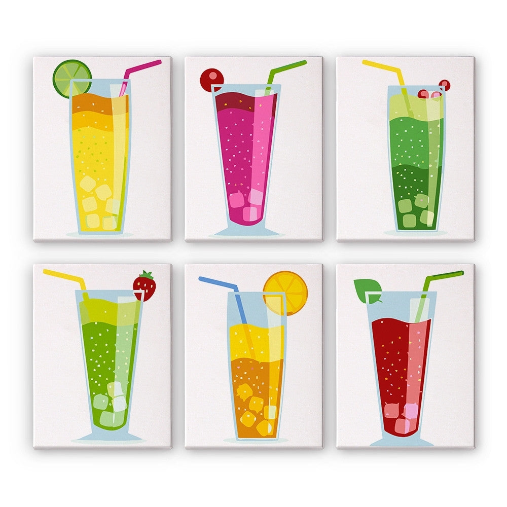 Dipingere con i numeri – Set di 6 tele | Bevande frizzanti alla frutta Figured'Art