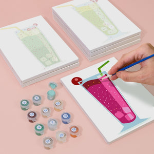 Dipingere con i numeri – Set di 6 tele | Bevande frizzanti alla frutta