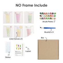 Carica l&#39;immagine nel visualizzatore di Gallery, Dipingere con i numeri – Set di 6 tele | Bevande frizzanti alla frutta