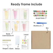Carica l&#39;immagine nel visualizzatore di Gallery, Dipingere con i numeri – Set di 6 tele | Bevande frizzanti alla frutta