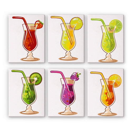 Dipingere con i numeri – Set di 6 tele | Cocktail alla frutta Figured'Art