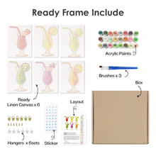 Carica l&#39;immagine nel visualizzatore di Gallery, Dipingere con i numeri – Set di 6 tele | Cocktail alla frutta