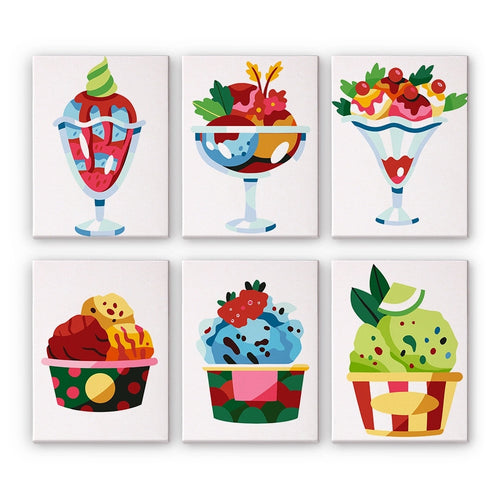 Dipingere con i numeri – Set di 6 tele | Coppe gelato Figured'Art