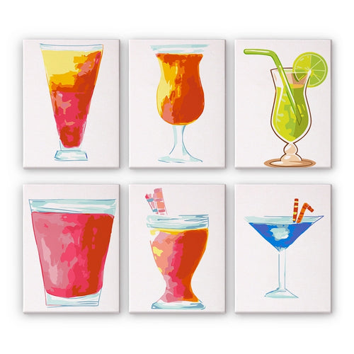Dipingere con i numeri – Set di 6 tele | Cocktail colorati Figured'Art