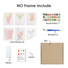 Carica l&#39;immagine nel visualizzatore di Gallery, Dipingere con i numeri – Set di 6 tele | Cocktail colorati