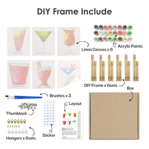 Dipingere con i numeri – Set di 6 tele | Cocktail colorati