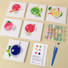 Carica l&#39;immagine nel visualizzatore di Gallery, Dipingere con i numeri – Set di 6 tele | Bevande rinfrescanti colorate