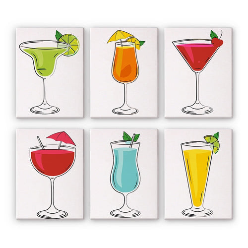 Dipingere con i numeri – Set di 6 tele | Cocktail classici Figured'Art