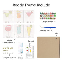 Carica l&#39;immagine nel visualizzatore di Gallery, Dipingere con i numeri – Set di 6 tele | Cocktail classici