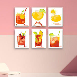 Dipingere con i numeri – Set di 6 tele | Cocktail tropicali