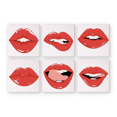 Dipingere con i numeri – Set di 6 tele | Labbra rosse Figured'Art