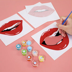 Dipingere con i numeri – Set di 6 tele | Labbra rosse