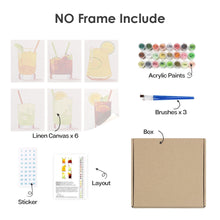 Carica l&#39;immagine nel visualizzatore di Gallery, Dipingere con i numeri – Set di 6 tele | Cocktail estivi vivaci