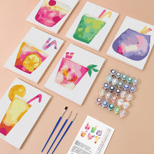 Carica l&#39;immagine nel visualizzatore di Gallery, Dipingere con i numeri – Set di 6 tele | Bevande tropical pop