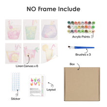 Carica l&#39;immagine nel visualizzatore di Gallery, Dipingere con i numeri – Set di 6 tele | Bevande tropical pop