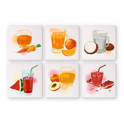 Dipingere con i numeri – Set di 6 tele | Succhi salutari Figured'Art