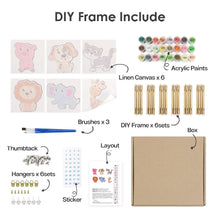 Carica l&#39;immagine nel visualizzatore di Gallery, Dipingere con i numeri – Set di 6 tele | Animali carini