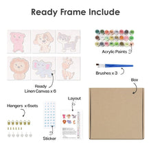 Carica l&#39;immagine nel visualizzatore di Gallery, Dipingere con i numeri – Set di 6 tele | Animali carini