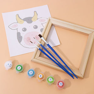Dipingere con i numeri – Set di 6 tele | Facce di animali carini