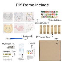 Carica l&#39;immagine nel visualizzatore di Gallery, Dipingere con i numeri – Set di 6 tele | Facce di animali carini