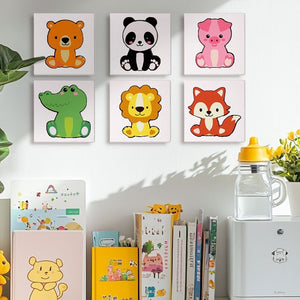 Dipingere con i numeri – Set di 6 tele | Personaggi di animali carini