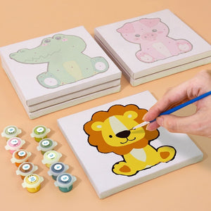 Dipingere con i numeri – Set di 6 tele | Personaggi di animali carini