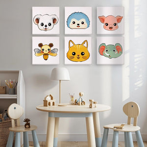 Dipingere con i numeri – Set di 6 tele | Facce di animali carini 2