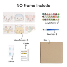 Carica l&#39;immagine nel visualizzatore di Gallery, Dipingere con i numeri – Set di 6 tele | Facce di animali carini 2