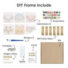Carica l&#39;immagine nel visualizzatore di Gallery, Dipingere con i numeri – Set di 6 tele | Facce di animali carini 2