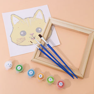 Dipingere con i numeri – Set di 6 tele | Facce di animali carini 3