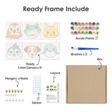 Carica l&#39;immagine nel visualizzatore di Gallery, Dipingere con i numeri – Set di 6 tele | Facce di animali carini 3