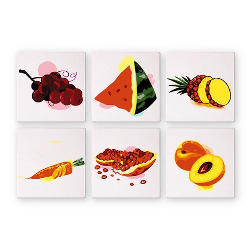 Dipingere con i numeri – Set di 6 tele | Frutta e verdura Figured'Art