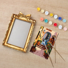 Carica l'immagine nel visualizzatore di Gallery, Mini tela da Dipingere con i Numeri con cornice - Cortile mediterraneo