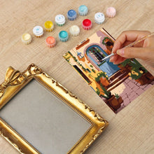 Carica l'immagine nel visualizzatore di Gallery, Mini tela da Dipingere con i Numeri con cornice - Cortile mediterraneo