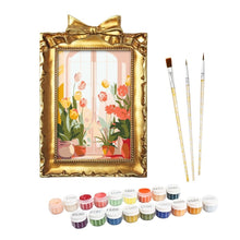 Carica l'immagine nel visualizzatore di Gallery, Mini tela da Dipingere con i Numeri con cornice - Finestra di primavera Figured'Art