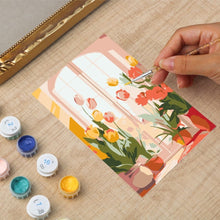 Carica l'immagine nel visualizzatore di Gallery, Mini tela da Dipingere con i Numeri con cornice - Finestra di primavera