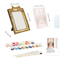 Carica l'immagine nel visualizzatore di Gallery, Mini tela da Dipingere con i Numeri con cornice - Finestra fiorita