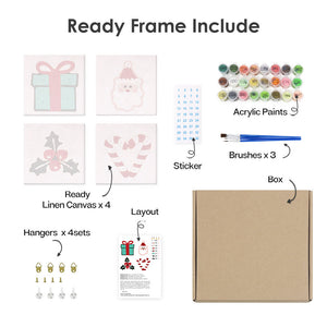 Mini Set Dipingere con i numeri 20x20cm (4 pezzi) - Icone Classiche di Natale 2