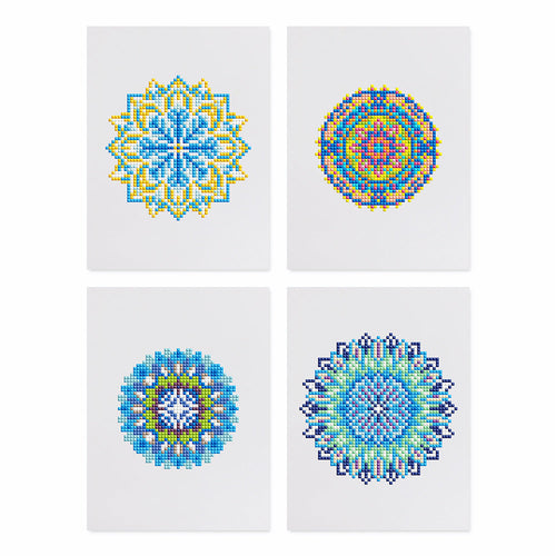 Mini Diamond Painting 15x20cm (4 pezzi) - Mandala di Cristallo in Blu