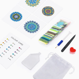 Mini Set Diamond Painting 15x20cm (4 pezzi) - Mandala Blu