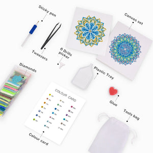 Mini Set Diamond Painting 15x20cm (4 pezzi) - Mandala Blu