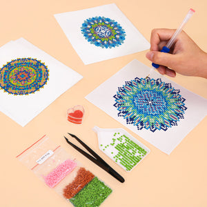 Mini Set Diamond Painting 15x20cm (4 pezzi) - Mandala Blu