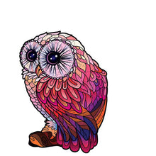 Carica l&#39;immagine nel visualizzatore di Gallery, Puzzle 2D in legno - Gufo Rosa