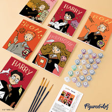 Carica l'immagine nel visualizzatore di Gallery, Mini Set Dipingere con i numeri 15x20cm (6 pezzi) - Harry Potter - Accademia di Magia