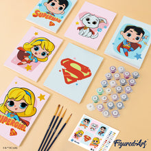 Carica l'immagine nel visualizzatore di Gallery, Mini Set Dipingere con i numeri 15x20cm (6 pezzi) - Superman e Supergirl