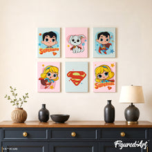 Carica l'immagine nel visualizzatore di Gallery, Mini Set Dipingere con i numeri 15x20cm (6 pezzi) - Superman e Supergirl