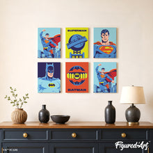 Carica l'immagine nel visualizzatore di Gallery, Mini Set Dipingere con i numeri 15x20cm (6 pezzi) - Batman e Superman
