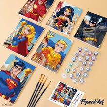 Carica l'immagine nel visualizzatore di Gallery, Mini Set Dipingere con i numeri 15x20cm (6 pezzi) - Gli Eroi della Justice League